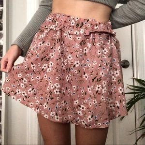 pink floral flowy skirt
